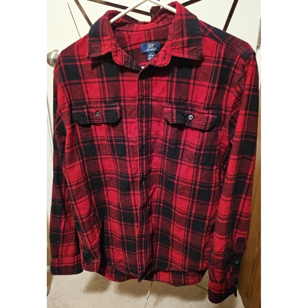 Size Medium Mens Red and Black Flannel Shirt by‎ George